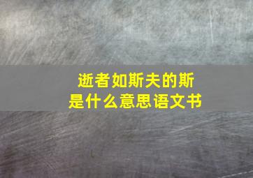 逝者如斯夫的斯是什么意思语文书