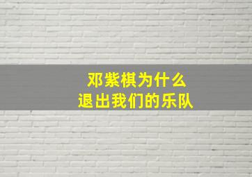 邓紫棋为什么退出我们的乐队