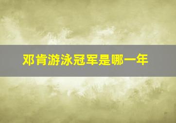 邓肯游泳冠军是哪一年