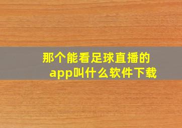 那个能看足球直播的app叫什么软件下载