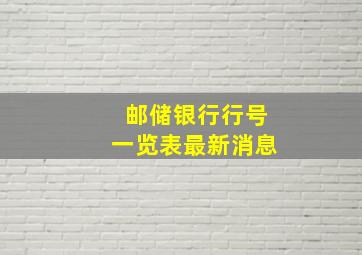 邮储银行行号一览表最新消息