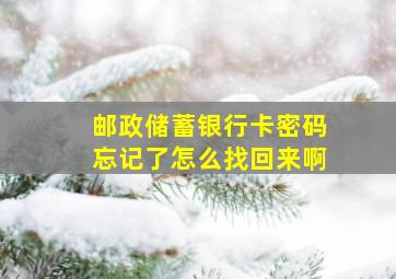 邮政储蓄银行卡密码忘记了怎么找回来啊