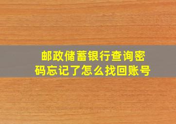 邮政储蓄银行查询密码忘记了怎么找回账号