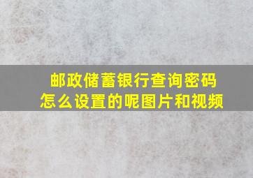 邮政储蓄银行查询密码怎么设置的呢图片和视频