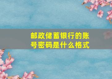 邮政储蓄银行的账号密码是什么格式