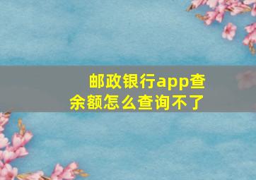 邮政银行app查余额怎么查询不了