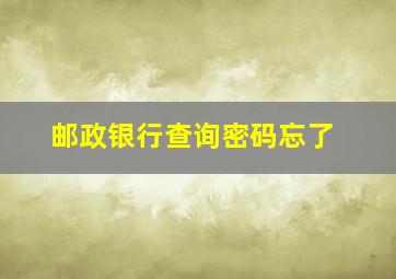 邮政银行查询密码忘了