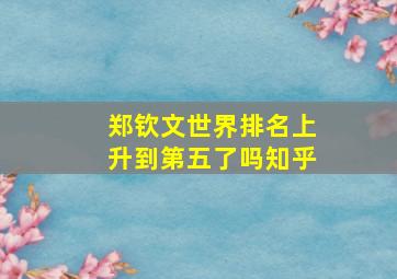 郑钦文世界排名上升到第五了吗知乎