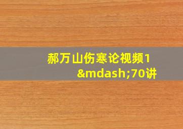 郝万山伤寒论视频1—70讲