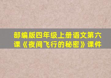 部编版四年级上册语文第六课《夜间飞行的秘密》课件