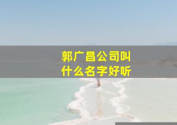 郭广昌公司叫什么名字好听