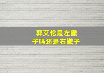 郭艾伦是左撇子吗还是右撇子