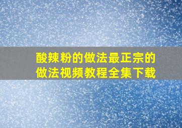 酸辣粉的做法最正宗的做法视频教程全集下载