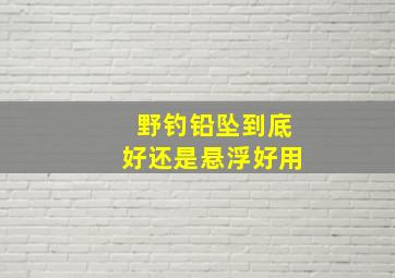 野钓铅坠到底好还是悬浮好用