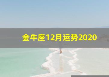 金牛座12月运势2020