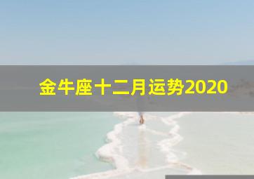 金牛座十二月运势2020