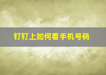 钉钉上如何看手机号码