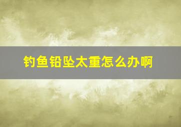 钓鱼铅坠太重怎么办啊