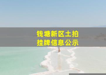 钱塘新区土拍挂牌信息公示