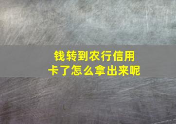 钱转到农行信用卡了怎么拿出来呢