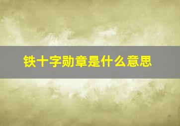 铁十字勋章是什么意思