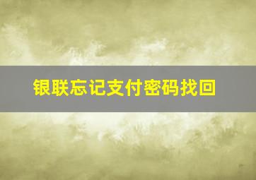 银联忘记支付密码找回