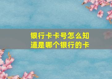 银行卡卡号怎么知道是哪个银行的卡