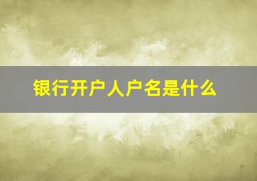 银行开户人户名是什么