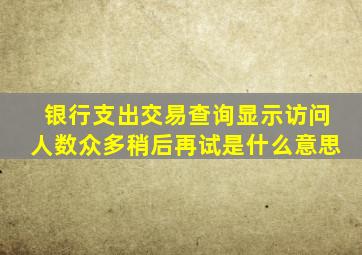 银行支出交易查询显示访问人数众多稍后再试是什么意思