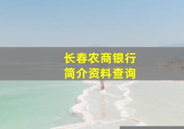 长春农商银行简介资料查询