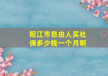 阳江市自由人买社保多少钱一个月啊