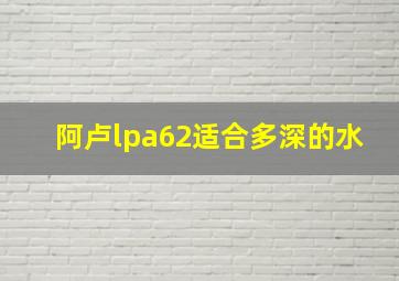 阿卢lpa62适合多深的水