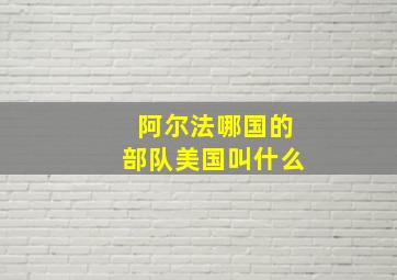 阿尔法哪国的部队美国叫什么