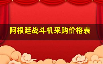 阿根廷战斗机采购价格表