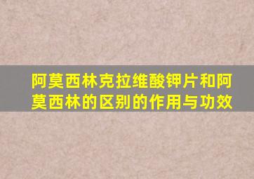 阿莫西林克拉维酸钾片和阿莫西林的区别的作用与功效