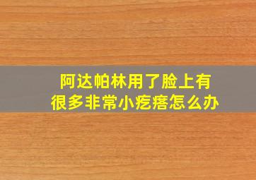 阿达帕林用了脸上有很多非常小疙瘩怎么办