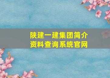 陕建一建集团简介资料查询系统官网