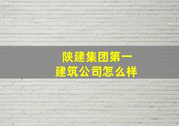 陕建集团第一建筑公司怎么样