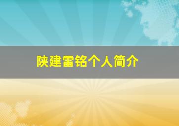 陕建雷铭个人简介