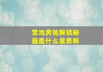 雪地奔驰解锁秘籍是什么意思啊