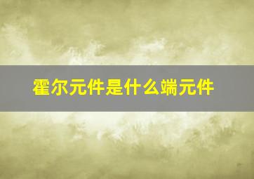 霍尔元件是什么端元件