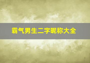 霸气男生二字昵称大全