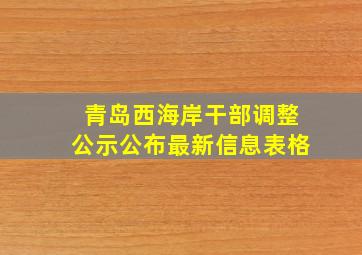 青岛西海岸干部调整公示公布最新信息表格