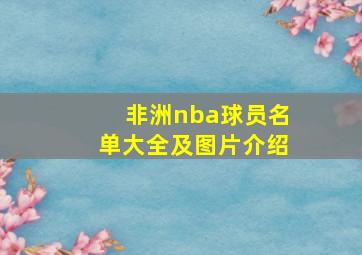 非洲nba球员名单大全及图片介绍