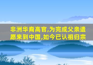 非洲华裔高官,为完成父亲遗愿来到中国,如今已认祖归宗