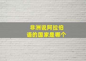 非洲说阿拉伯语的国家是哪个