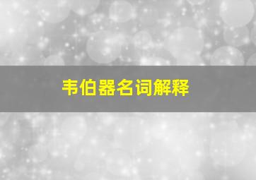 韦伯器名词解释