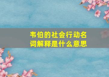 韦伯的社会行动名词解释是什么意思