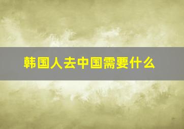 韩国人去中国需要什么