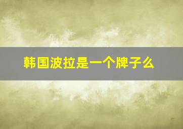 韩国波拉是一个牌子么